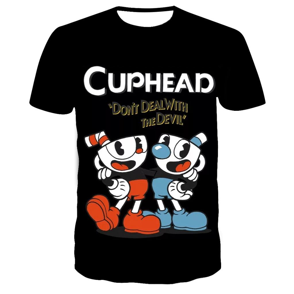 Детская футболка с 3D Cuphead Mugman, забавная одежда с принтом для девочек, детские топы для мальчиков, детская одежда, футболки для малышей, мужская и женская одежда, футболка