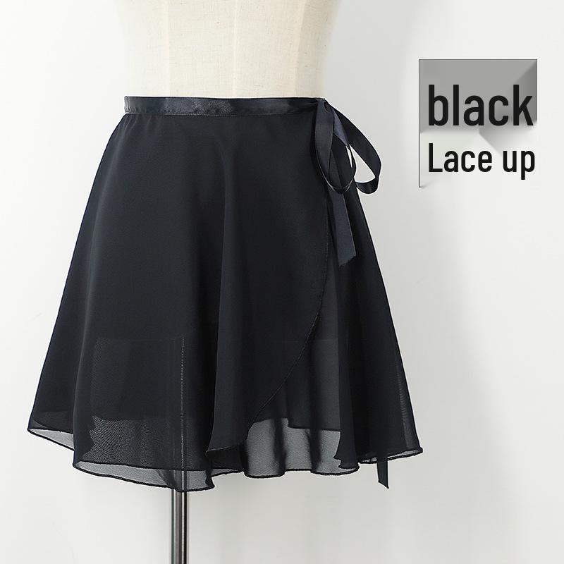 Взрослая шифоновая сетчатая балетная юбка - средней длины, большой клёш, цельная на завязках