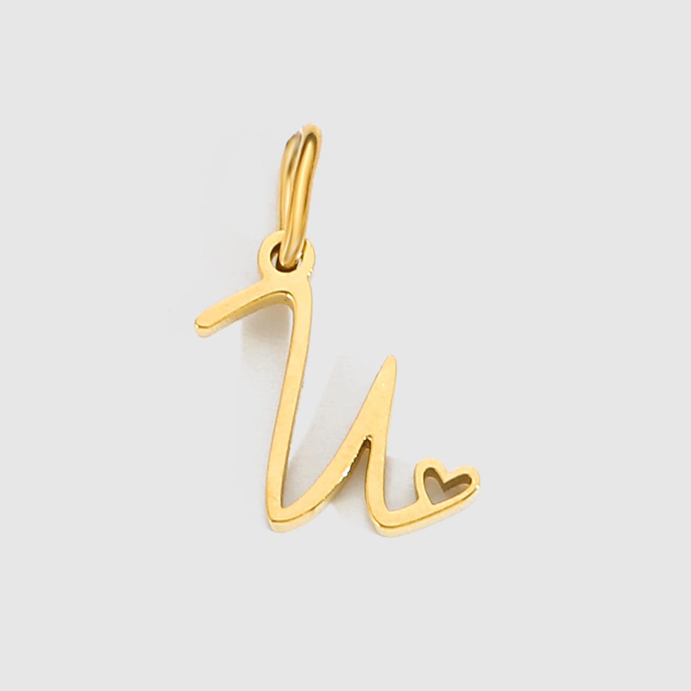 EManco Personalized Stainless Steel Heart Alphabet Pendant DIY Accessories Initials Birthday Gift A-Z