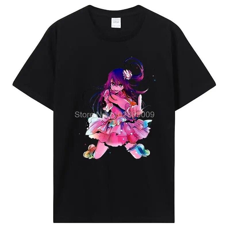 Oshi No Ko Япония Аниме Футболка Симпатичная футболка Ai Ruby и Aqua Футболка унисекс с эстетической графикой Футболка Kawaii Повседневные летние футболки Хлопковая рубашка