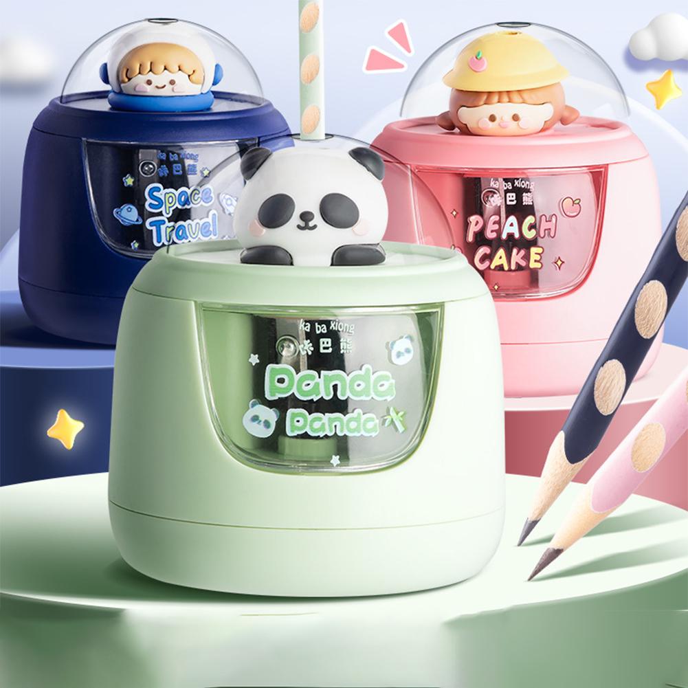 Fully Automatic Pencil Sharpener Cartoon Cute Portable Electric Pencil Sharpener Students Stationery Study Office Supplies
