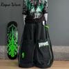 RogueWave Fashion Мужские Женские Тренд Хип-хоп Джинсы с широкими штанинами и большим карманом Винтажная стирка Уличные Мешковатые Джинсы Черные Лоскутные Брюки