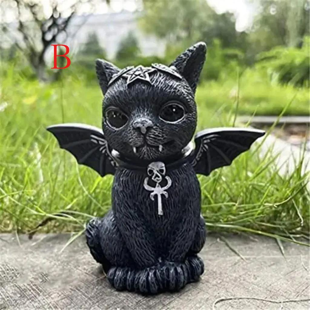 Статуя черной кошки, таинственная милая фигурка кошки, ведьмы, кошки, ведьмы, украшение стола, расписанная вручную скульптура для Хэллоуина