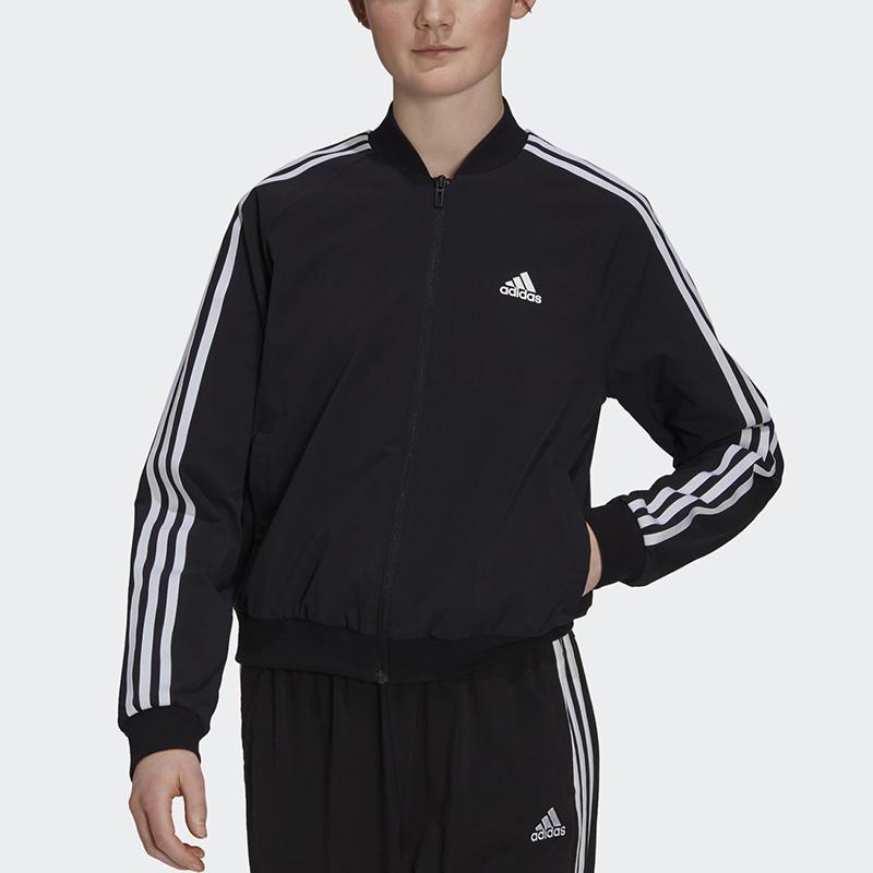adidas Женская тканая спортивная куртка Essentials с 3 полосками, черная GS1352