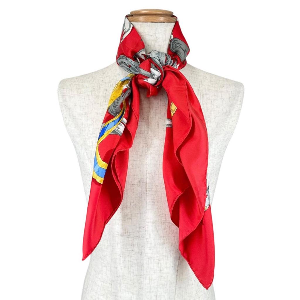 HERMES LE MORS À LA CONÉTABLE scarf Red Women Calle 90 used