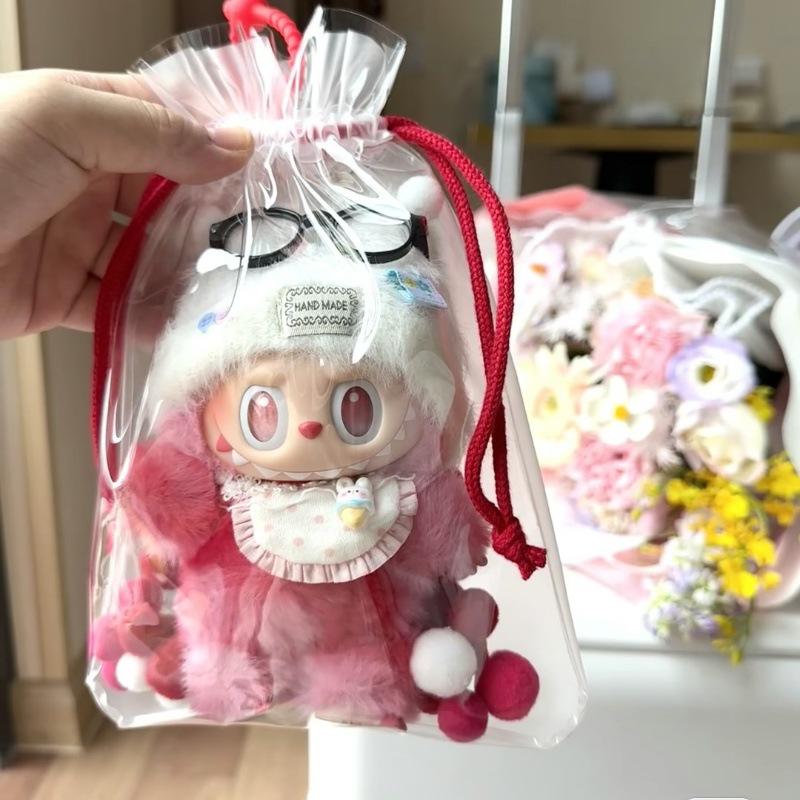 Прозрачный силиконовый чехол Labubu для подвески-куклы из хлопка 15-19 см