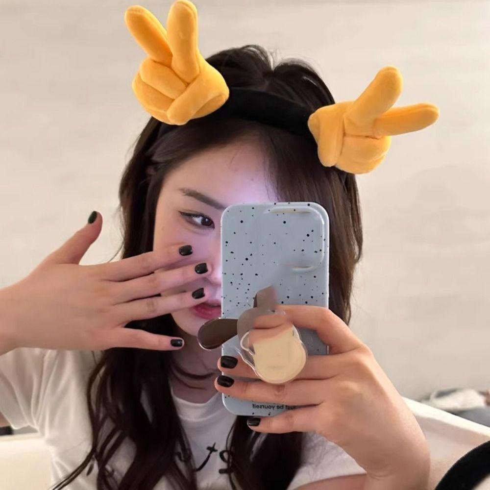 Hand Heart Funny Gesture Headband Plush Cosplay Hair Hoop Cute Plush Hairband  Photo Pros