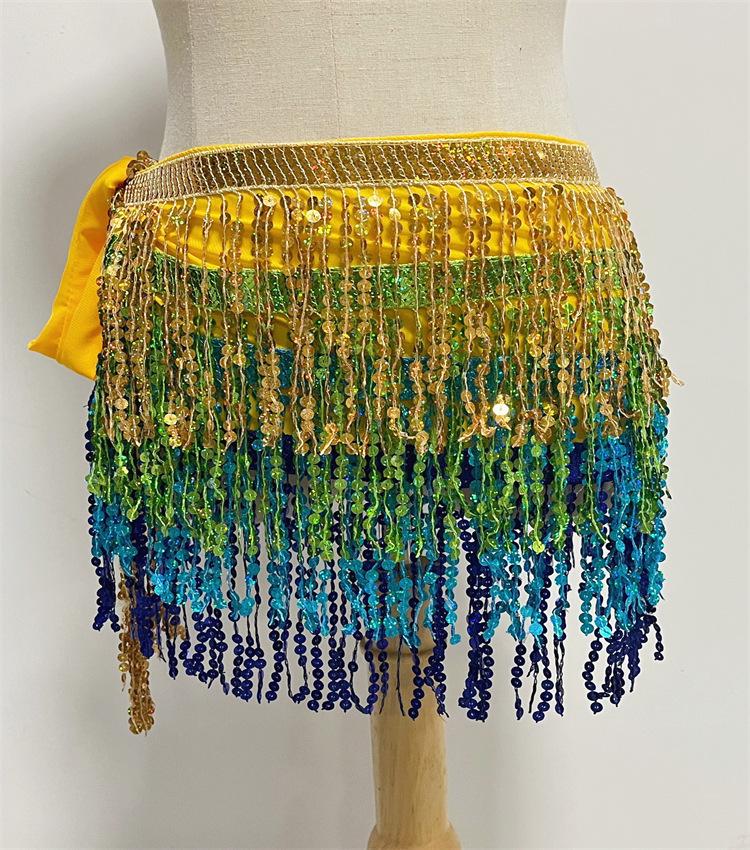 Костюм для Хэллоуина для танца живота с блестящей бахромой на hip scarf и цепочкой на талию