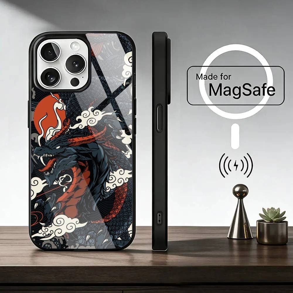 Dragon T-Texture Printed Phone Case For iPhone17,16,15,14,13,12,11 Plus,Pro Magnetic For Magsafe Wireless Charging
