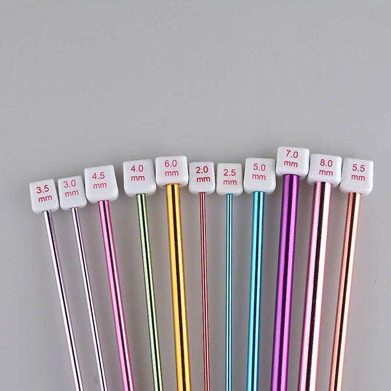 11 Pcs/ Set Crochet Hooks Needle Set Assorted Colors Tunisian Afghan Aluminum Knitting Needles Tools Kit