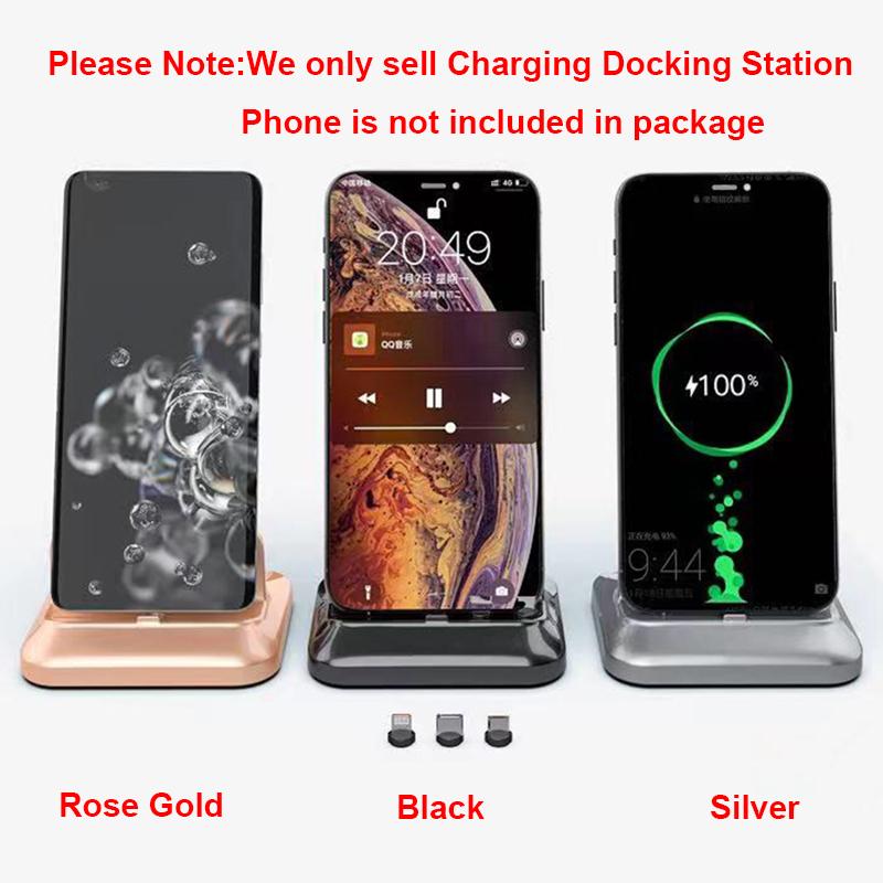 Магнитное зарядное устройство для iPhone Huawei Dock Station Charger для Samsung XiaoMi Android Type-C Micro Stand Holder Charge