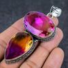 Natural Bi-Color Tourmaline 925 Sterling Silver Jewelry Pendant 3.31" E0b20