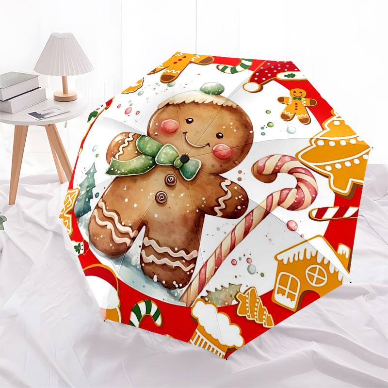 1pc Winter Wonderland Snowman UmbrellaAuto-Open Close, Portable 3-Fold Design, 8-Bone Iron Frame, Outdoor, Festive Gift for Fans, Travelers, Daily Use