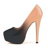 Gradient Double Color Ultra Fashionable Nightclubs Wind Matt Bride Shoes Super High Heels Platform Shoes PU Leather Shoes