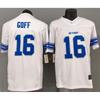Mens Detroit Lions 16 Goff 3rd Generation White Football Jersey Size S-3XL
