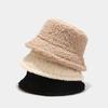 Winter Lamb Plush Sun Protection Pure Color Caps Lambwool Bucket Hat Korean Style Caps Female Hats