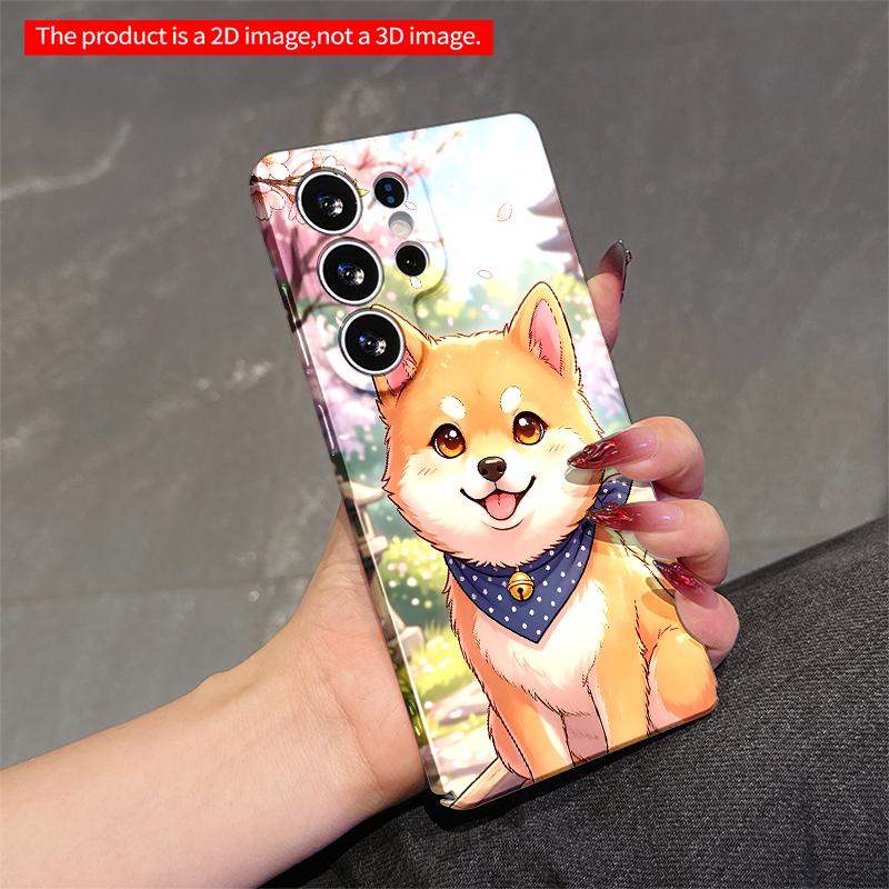 2DFlat Samsung phone case Cherry Blossom Shiba Inu with Bell Bandana Applicable to Galaxy S22 S23 S24 S25ULTRA S26 A12 A13 A14 A15 A16