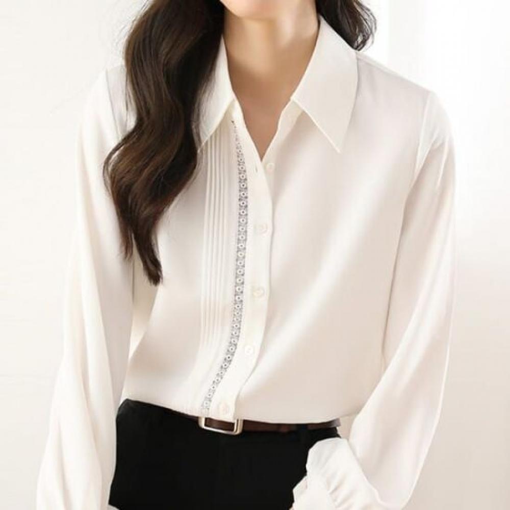 Navava Women Luxury Detail Point Long Sleeve Shirt Nb2434