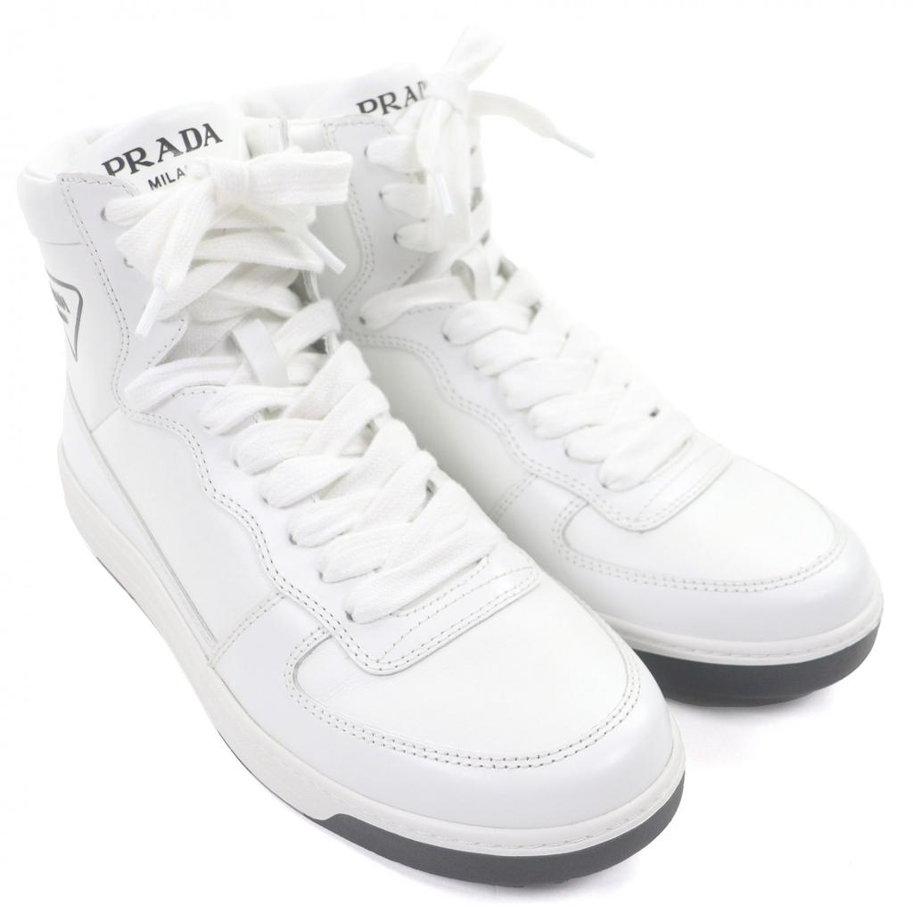 Отличные высокие кроссовки PRADA Треугольный логотип белая кожа мужские 6 1T638M Б/у