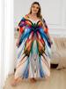 Casual Kaftan Dresses For Women 2024 Bohemian Printed Dress Relaxed Light Jacket Bathing Suit Cover Up Vacation Beach Cover-ups