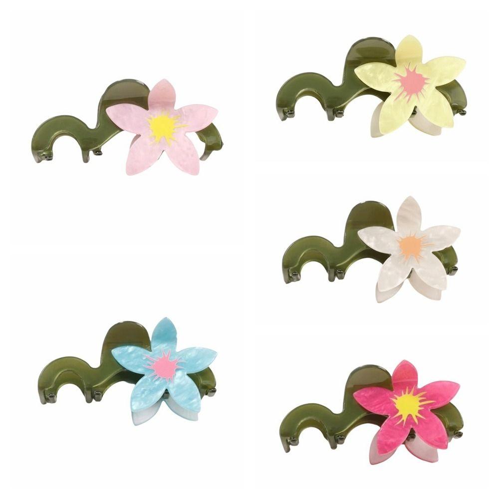 Colorful Flower Hair Claw Hairpin Acetate Shark Clip Personalized Large Hair Clip Girls