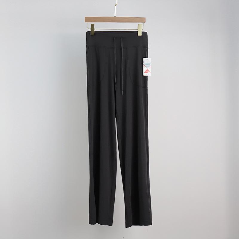 Women's High-Waist Loose Straight Sports Pants with Drawstring for Yoga and Fitness