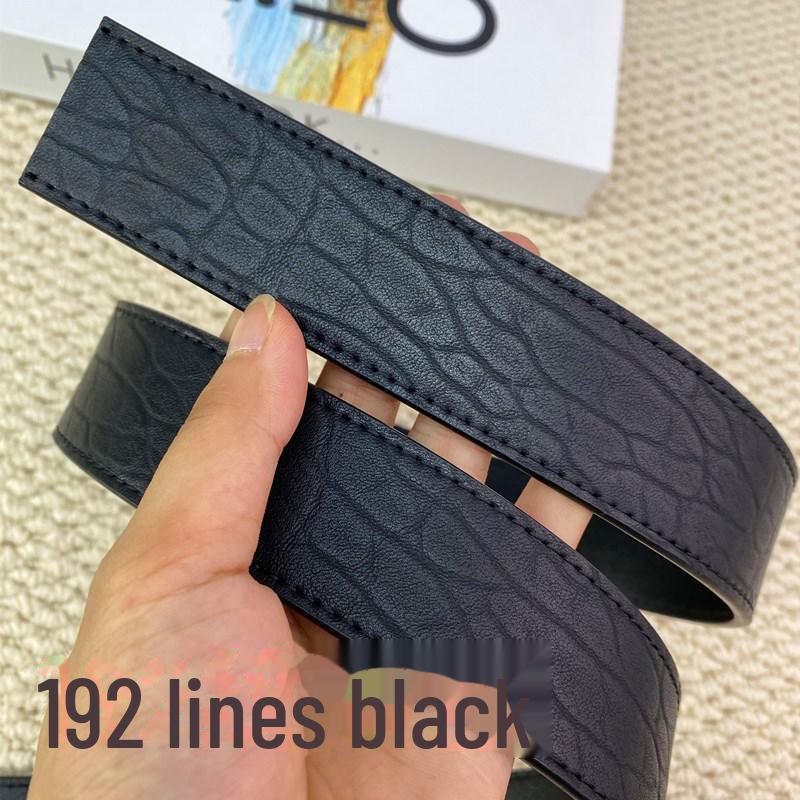 Men's Leather Automatic Buckle Belt with Headless, Buckleless Cowhide Strip and Vegetable-Tanned Card Slot