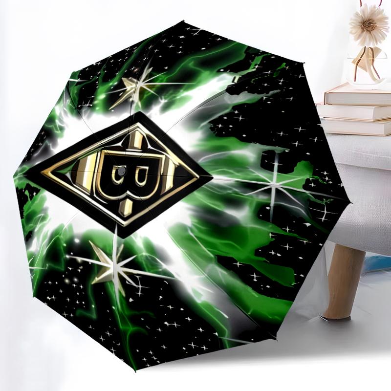 Printed Borussia Monchengladbach logo Printed Folding Umbrella,Outdoor,Leisure,And Travel Umbrella,Durable Umbrella Fabric,Birthday And Holiday Gift