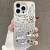 Серебристый Чехол с Цветным Контурным Рисунком Щенка и Кошки для iPhone 16 Pro Max & 15/14