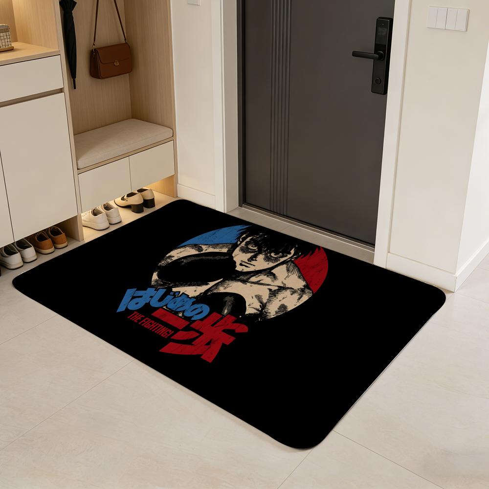 anime H-Hajime no Ippo Floor Mat Flannel Door Mat Non-Slip Absorbent Washable Indoor Home Rug