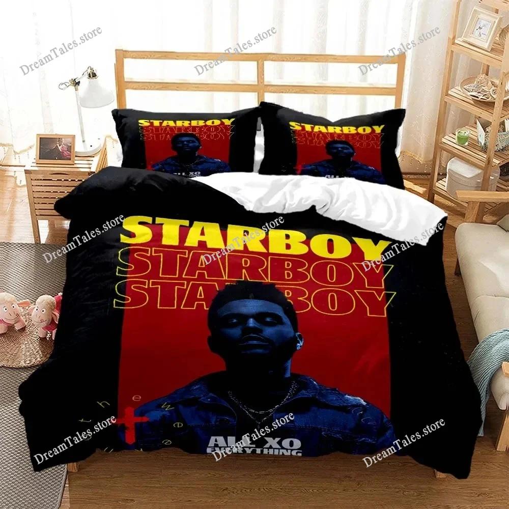 Поп-певец The Weeknd 3D Модный Принт Постельное белье Комплект постельного белья для двуспальной кровати Комплект постельного белья King Size Мягкое и Удобное741