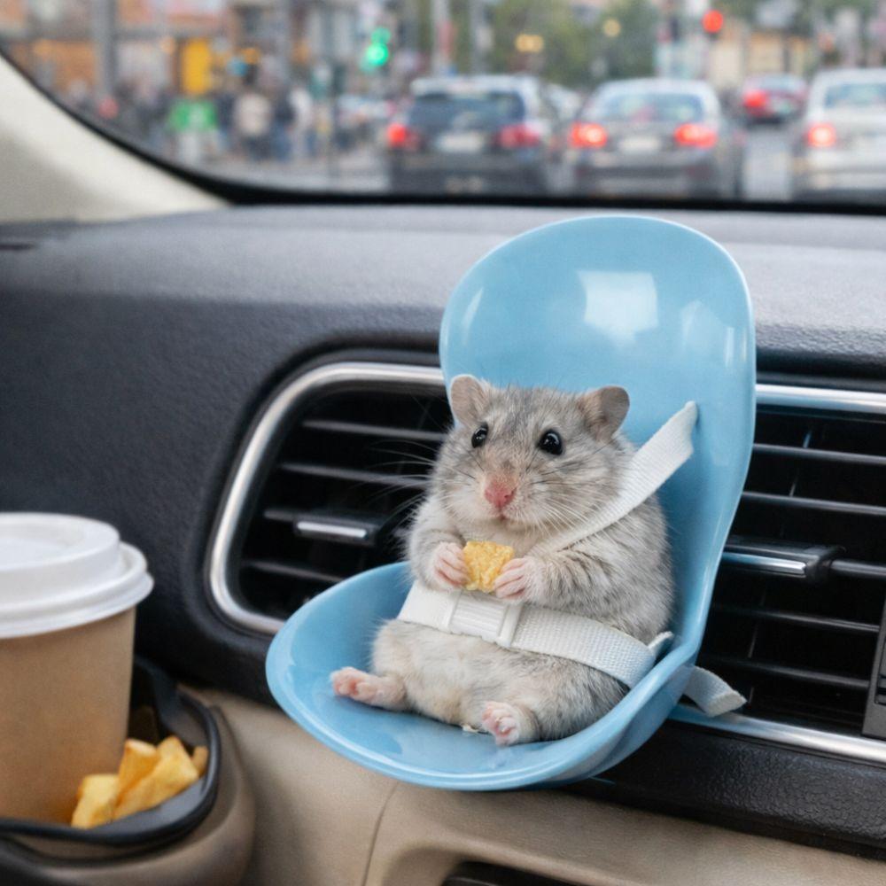 Mini Secure Buckle Hamster Car Safety Seat Plastic Comfortable Hamster Vent Mount Detachable Pet Stool Small Pets