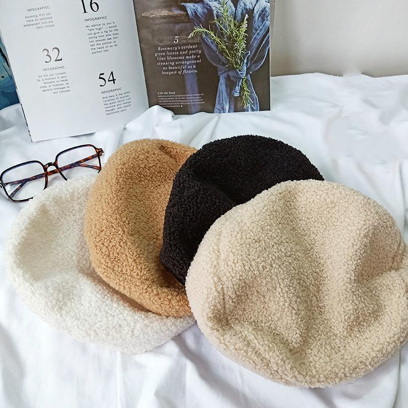 Берет теплая шерстяная зимняя шапка-бини шапка винтажная простая берет шапки однотонные женские зимние теплые шапки