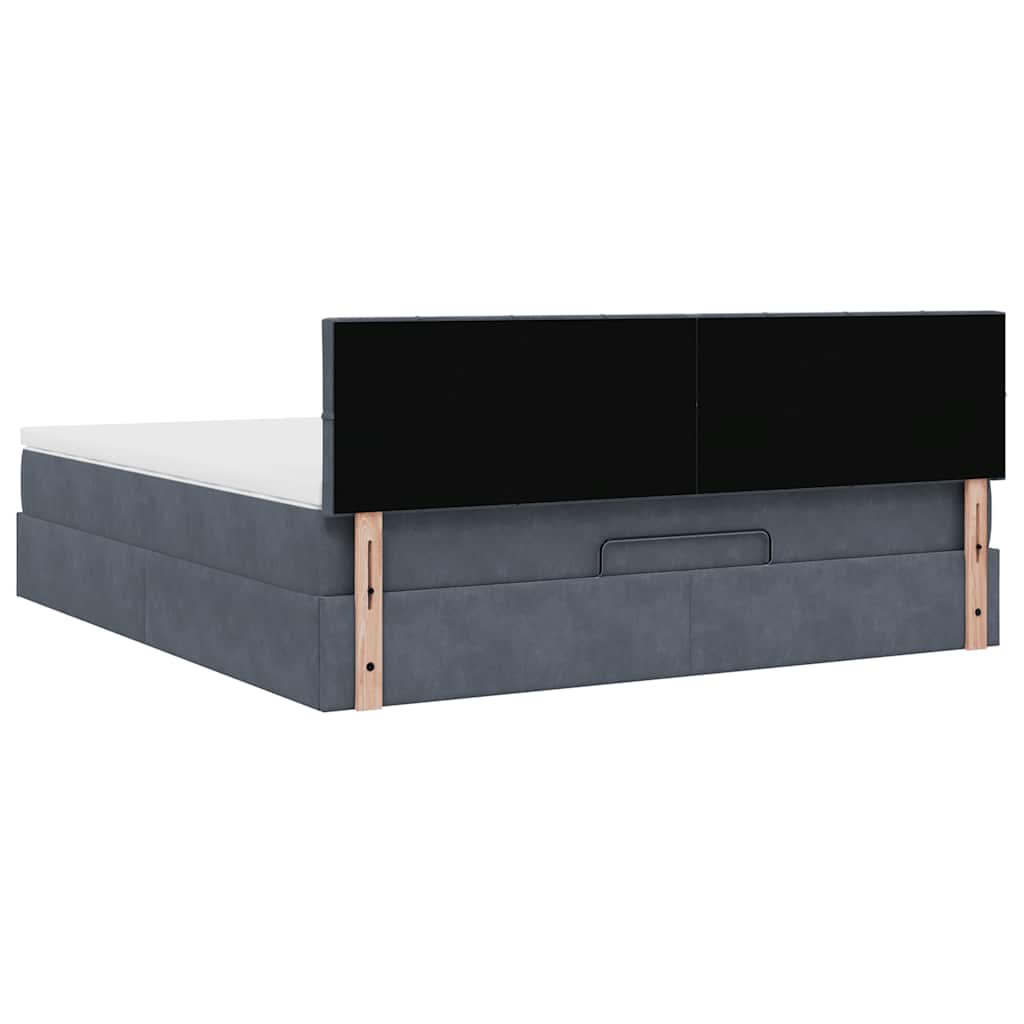 Enjoy a restful night s sleep with this Ottoman bed with mattress in dark gray 180 x 200 cm velvet fabric