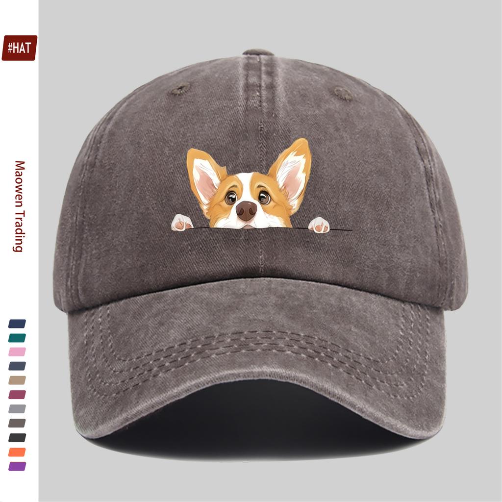pc Cute Corgi Dog Print Baseball Cap Lightweight Summer Casual Holiday Printed YK Design Sun Hat Comfortable And Lightweight