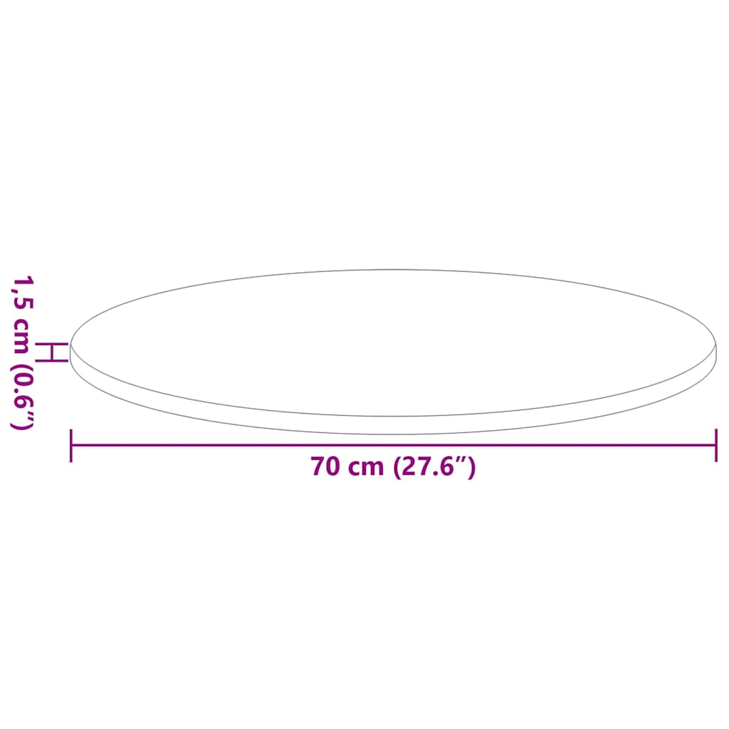 Table Top Black Ø 70 x 1.5 cm Engineered Wood