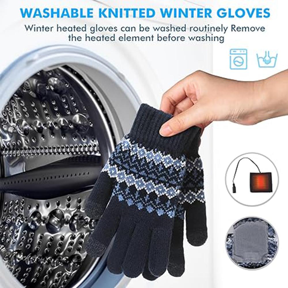 USB Перчатки с подогревом Моющиеся Сенсорные Перчатки-грелки для помещения и улицы Синие