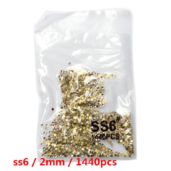 SS3-ss8 1440 шт. Кристалл AB золото 3D Не термофиксация Плоская задняя часть Стразы для нейл-арта Украшения Обувь и танцевальное украшение