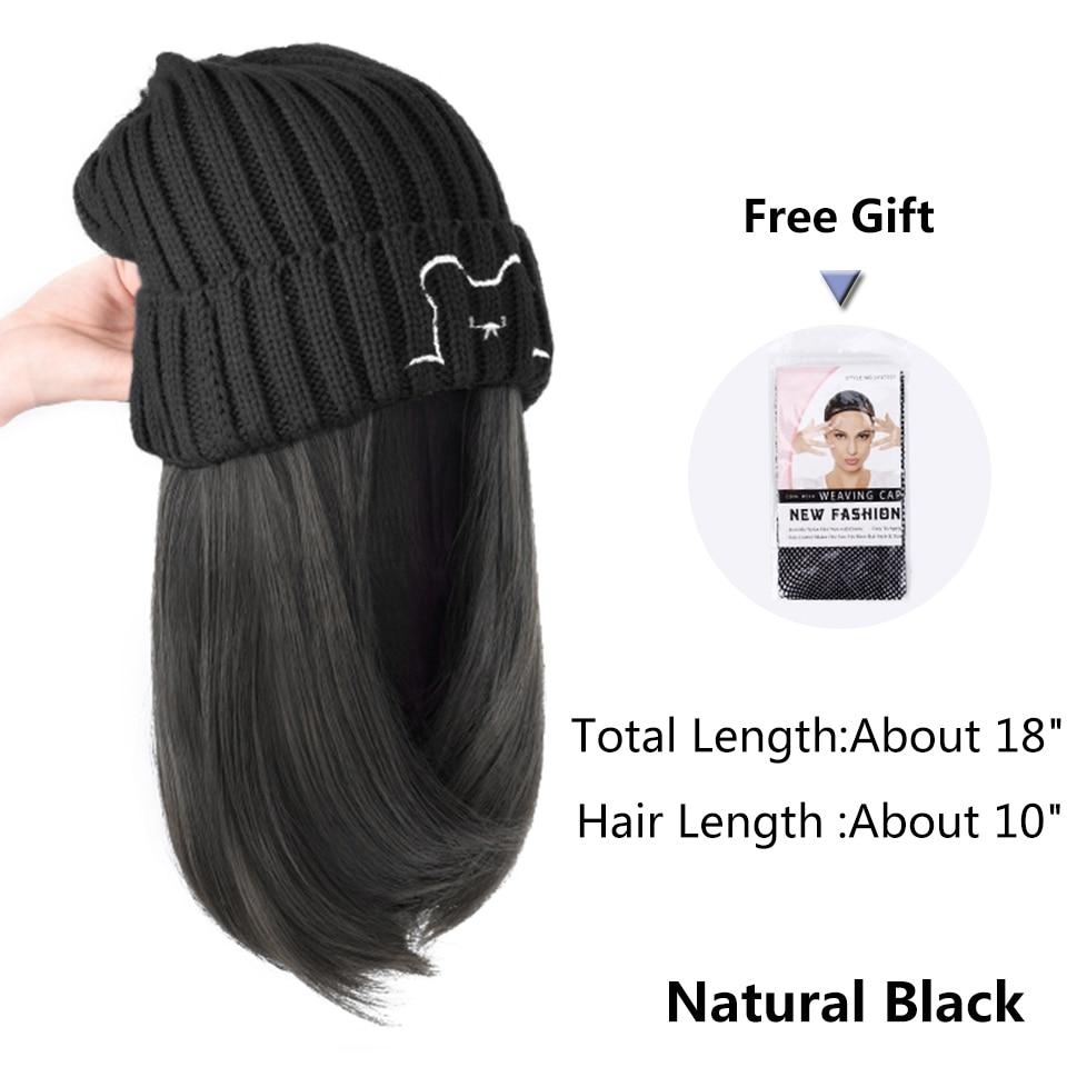 LUPU Берет-шляпа, парики для женщин, синтетический парик «боб», черная шляпа, парики, шапка с волосами, естественное соединение, термостойкие волосы