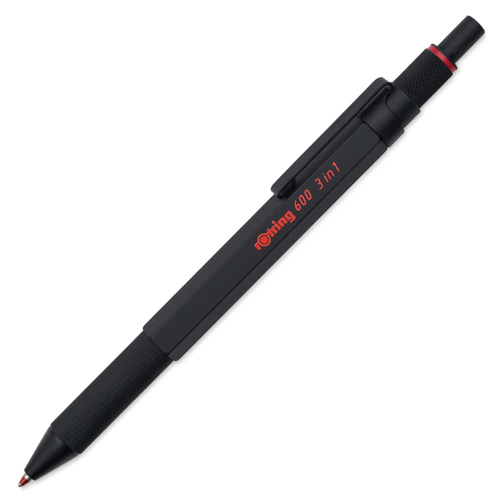 ROtring 600 2 цвета Механический Подарок Подходит для Официального 2164108 3-в-1 Мультиручка, Черный, (Черный Красный) + Карандаш 0,5 мм, Коробка, Поворотный тип,