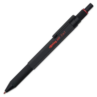 ROtring 600 2 цвета Механический Подарок Подходит для Официального 2164108 3-в-1 Мультиручка, Черный, (Черный Красный) + Карандаш 0,5 мм, Коробка, Поворотный тип,
