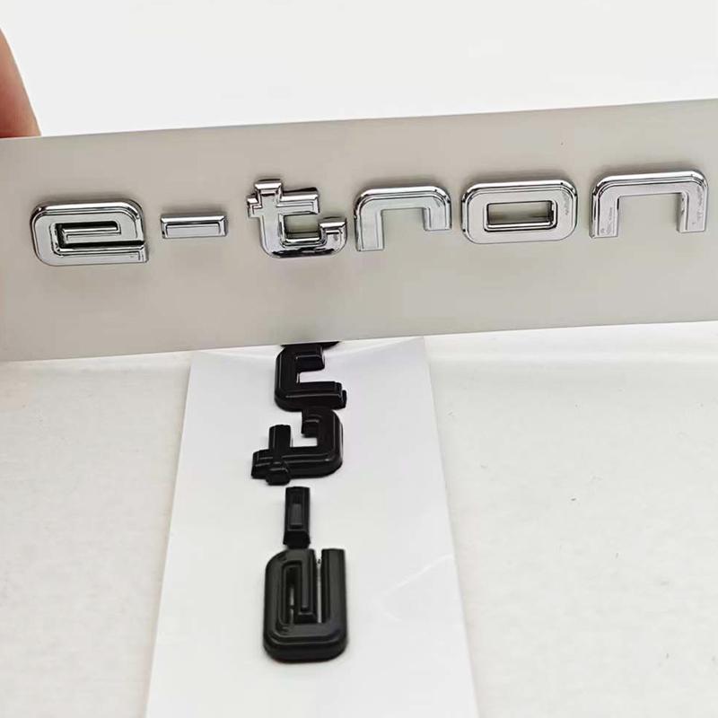 New 3D ABS Chrome Car Letters Logo e-tron Trunk Badge Emblem Sticker For 4IYEJ 30 40 50 55 e-tron Q4 Q6 Q7 Q8 Accessories