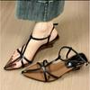 Spring and Autumn 2025 New Fashion Versatile Maillard Trendy Pointed Cross One Word with Wedge Heel Sandals Women's Fu