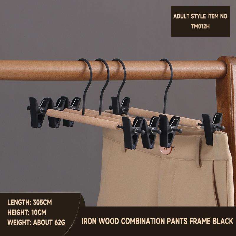 5PCS Trouser Hangers Durable Iron+Wood Drying Rack with Clip for Skirt Shorts Socks Underwear Storage Racks Organizer Hanger