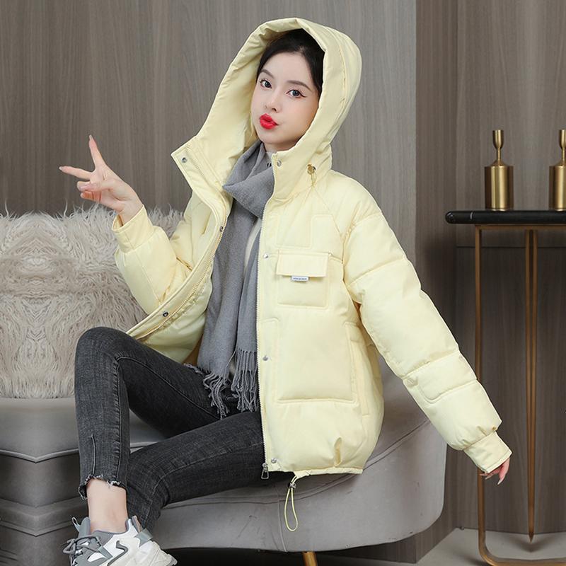 Осень-зима, утепленная теплая парка, женская повседневная однотонная свободная куртка с большим карманом и капюшоном, куртки с хлопковой подкладкой, верхняя одежда