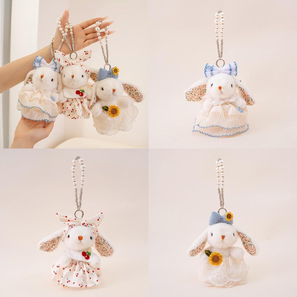Soft Rabbit Hanging Plush Doll With Bow And Dress Decorationfor Bag And Home Decor