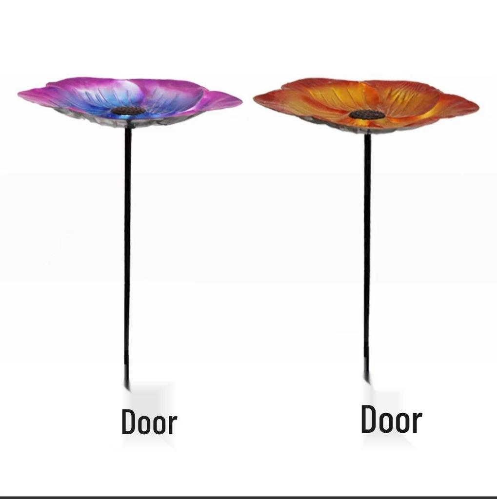 Metal Shepherd's Hook Bird Feeder & Bath: Outdoor Garden Courtyard Decor