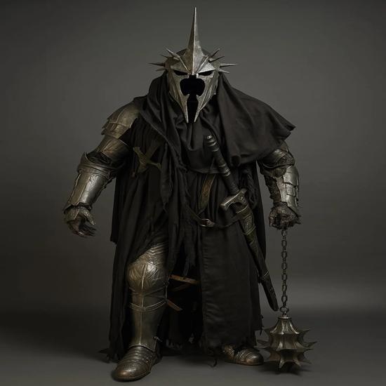 Nazgul Witch-King Cosplay Armor Costume Set Medieval Dark Lord Halloween Costume with Black Cloak Spiked Helmet Gift