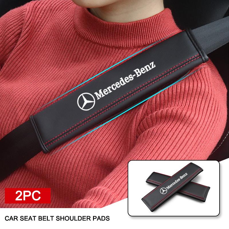 Car Seat Belt Pads Seat Shoulder Strap Pad Protector Pad Car Keyring For Mercedes Benz AMG S A B E Class GLE GLS CLS GLC CLA GLA OQ3