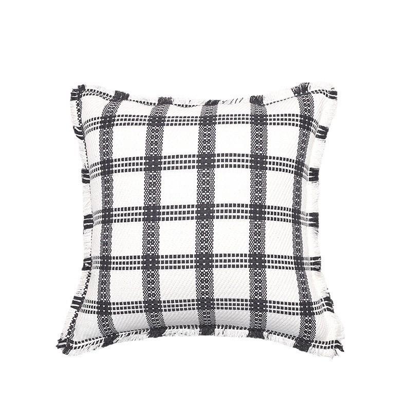 Pillowcase Only Modern Minimalist Soft Polyester Cotton Grid Pattern Pillow Cover For Couch Living Room Bedroom